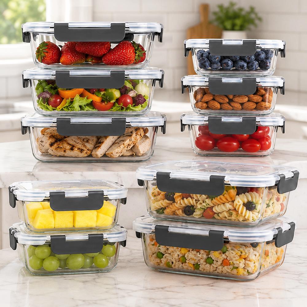 Meal Prep Easy - Juego de 10 Recipientes de Vidrio