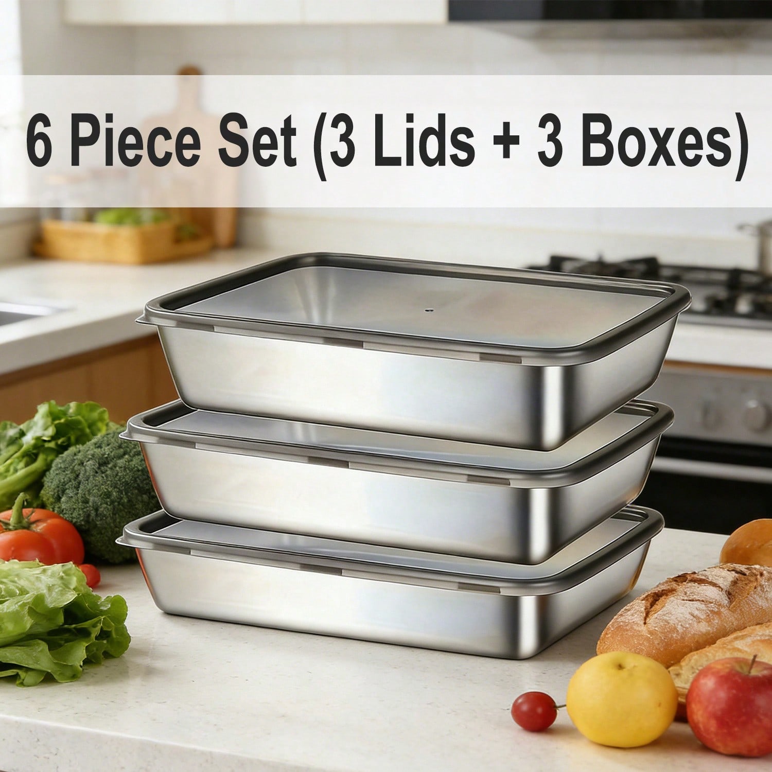 Juego de 6 recipientes (3 caja - Meal Prep Easy reseña y precio